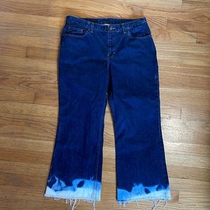 Vintage Jeanology Collection Cropped Jeans Bleached Raw Hem Sz 12 Perfect Cond.